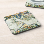 ヴィンテージアンティーク旧世界地図バイピエーター・ゴス, 1666 コースター (左側)