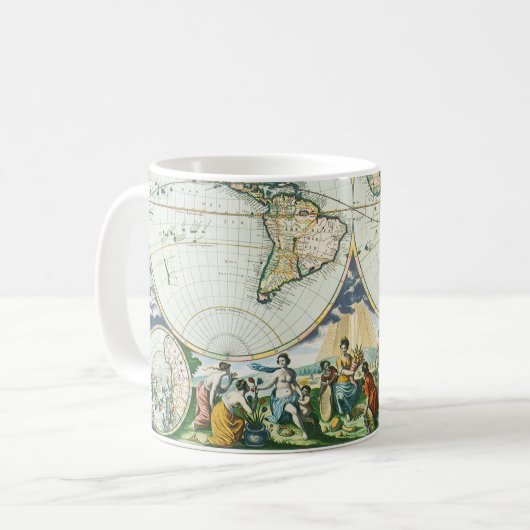 ヴィンテージアンティーク旧世界地図バイピエーター・ゴス， 1666 コーヒーマグカップ (正面左)