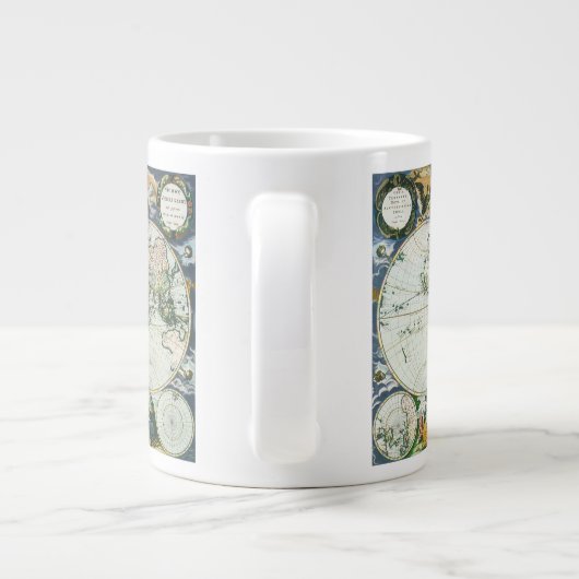 ヴィンテージアンティーク旧世界地図バイピエーター・ゴス， 1666 ジャンボコーヒーマグカップ (裏面)