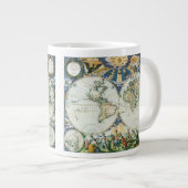 ヴィンテージアンティーク旧世界地図バイピエーター・ゴス， 1666 ジャンボコーヒーマグカップ (正面右)