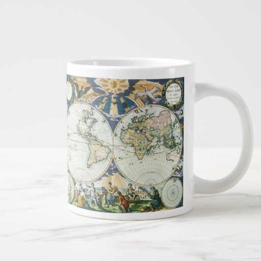 ヴィンテージアンティーク旧世界地図バイピエーター・ゴス, 1666 ジャンボコーヒーマグカップ (右)