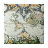 ヴィンテージアンティーク旧世界地図バイピエーター・ゴス， 1666 タイル (正面)