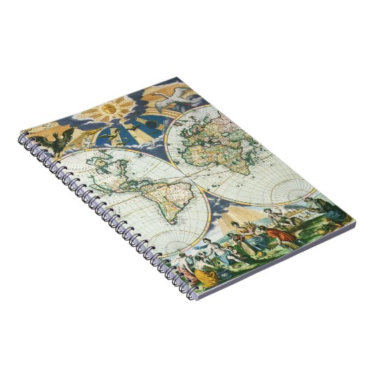 ヴィンテージアンティーク旧世界地図バイピエーター・ゴス, 1666 ノートブック (右側)