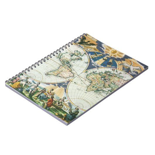 ヴィンテージアンティーク旧世界地図バイピエーター・ゴス, 1666 ノートブック (左側)