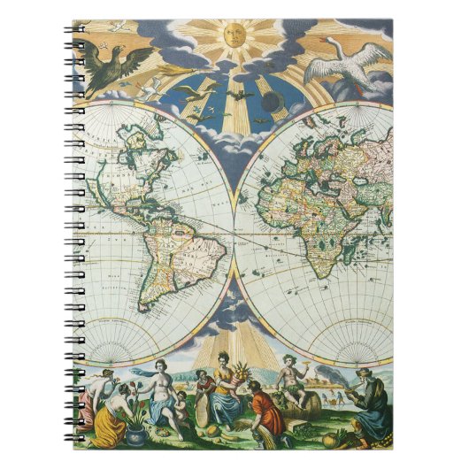 ヴィンテージアンティーク旧世界地図バイピエーター・ゴス, 1666 ノートブック (正面)