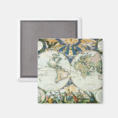 ヴィンテージアンティーク旧世界地図バイピエーター・ゴス， 1666 マグネット (正面/裏面)