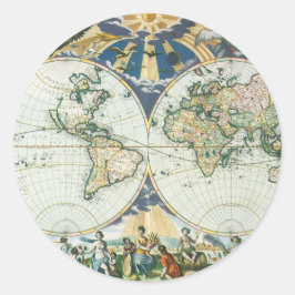 ヴィンテージアンティーク旧世界地図バイピエーター・ゴス， 1666 ラウンドシール