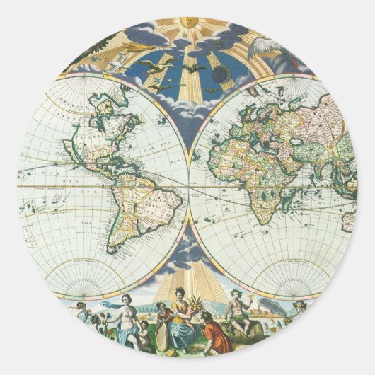 ヴィンテージアンティーク旧世界地図バイピエーター・ゴス, 1666 ラウンドシール (正面)