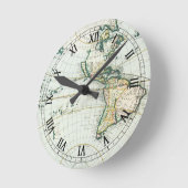 ヴィンテージアンティーク旧世界地図バイピエーター・ゴス， 1666 ラウンド壁時計 (傾斜)