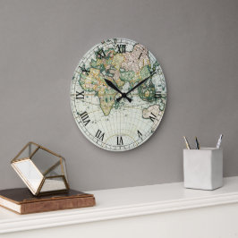 ヴィンテージアンティーク旧世界地図バイピエーター・ゴス， 1666 ラージ壁時計
