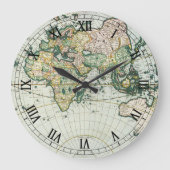 ヴィンテージアンティーク旧世界地図バイピエーター・ゴス, 1666 ラージ壁時計 (正面)