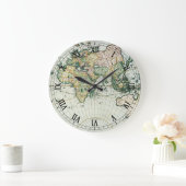 ヴィンテージアンティーク旧世界地図バイピエーター・ゴス， 1666 ラージ壁時計 (ホーム)