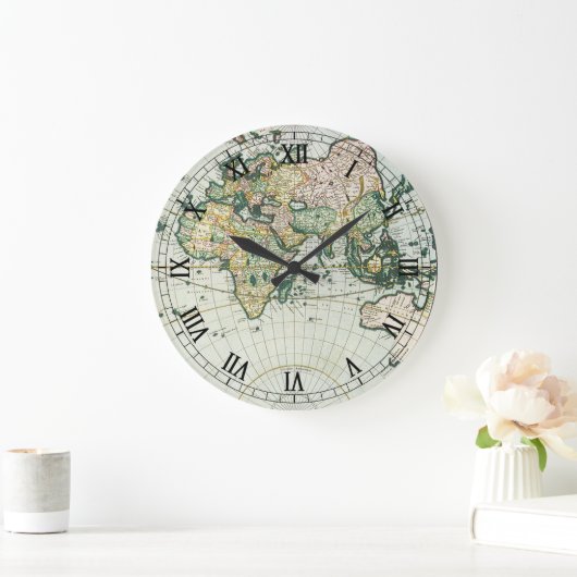 ヴィンテージアンティーク旧世界地図バイピエーター・ゴス， 1666 ラージ壁時計 (ホーム)