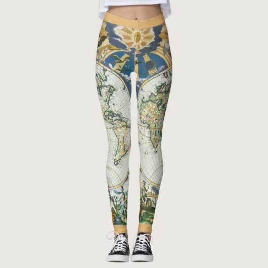 ヴィンテージアンティーク旧世界地図バイピエーター・ゴス， 1666 レギンス (正面)