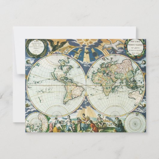 ヴィンテージアンティーク旧世界地図バイピエーター・ゴス， 1666 招待状 (正面)