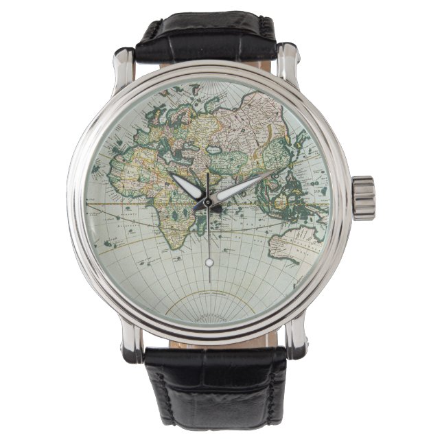 ヴィンテージアンティーク旧世界地図バイピエーター・ゴス， 1666 腕時計 (正面)
