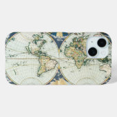ヴィンテージアンティーク旧世界地図バイピエーター・ゴス, 1666 Case-Mate iPhoneケース (裏面 (横))