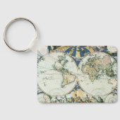 ヴィンテージアンティーク旧世界地図， 1666バイピエテル・ゴス キーホルダー (裏面)