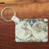 ヴィンテージアンティーク旧世界地図， 1666バイピエテル・ゴス キーホルダー (裏面)