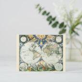 ヴィンテージアンティーク旧世界地図, 1666バイピエテル・ゴス ポストカード (スタンド正面)