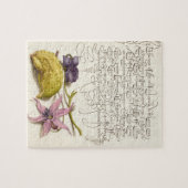 ヴィンテージアンティーク書道植物学イラストレーション ジグソーパズル (横)