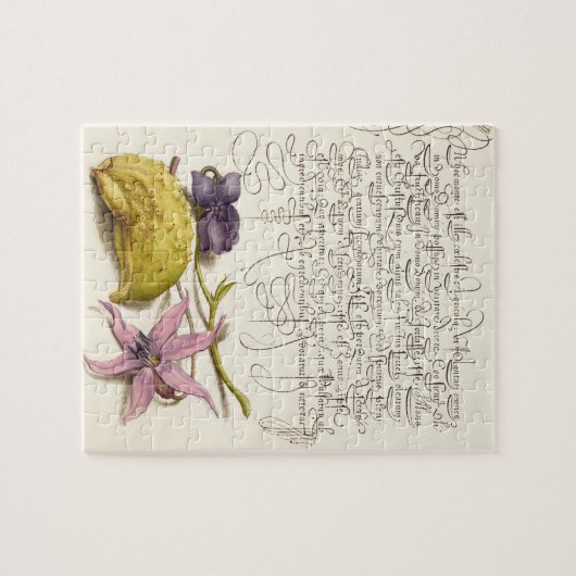 ヴィンテージアンティーク書道植物学イラストレーション ジグソーパズル (横)