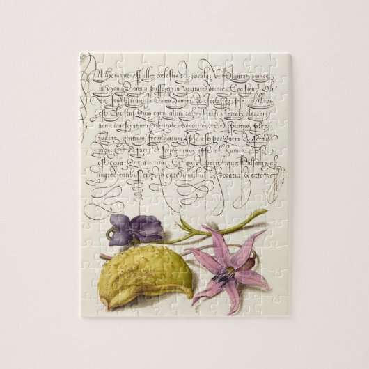 ヴィンテージアンティーク書道植物学イラストレーション ジグソーパズル (縦)