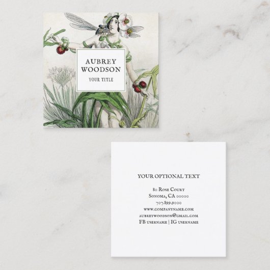 ヴィンテージアンティーク植物ファンタジー スクエア名刺 (正面/裏面)