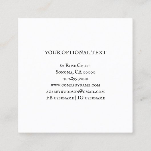 ヴィンテージアンティーク植物ファンタジー スクエア名刺 (裏面)