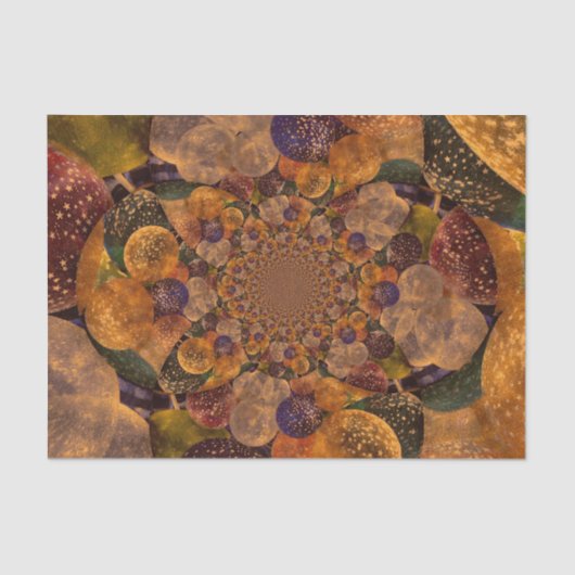 ヴィンテージアンティーク濃色金ゴールド紫グリーンバルーン 薄葉紙 (正面)