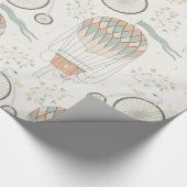 ヴィンテージアンティーク熱風船及び自転車 ラッピングペーパー (角)