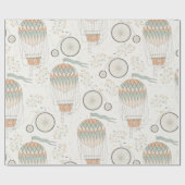 ヴィンテージアンティーク熱風船及び自転車 ラッピングペーパー (フラット)