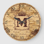 ヴィンテージアンティーク王室のキングの世界地図 ラージ壁時計 (正面)