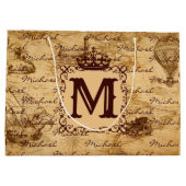 ヴィンテージアンティーク王室のキング世界地図ラスティック ラージペーパーバッグ (裏面)