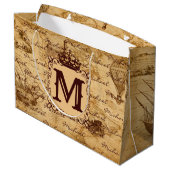 ヴィンテージアンティーク王室のキング世界地図ラスティック ラージペーパーバッグ (裏面アングル)