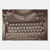 ヴィンテージアンティーク白黒セピアタイプライター鍵 ラッピングペーパーシート (正面3)