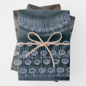 ヴィンテージアンティーク白黒セピアタイプライター鍵 ラッピングペーパーシート (インサイチュ)