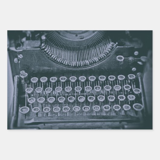 ヴィンテージアンティーク白黒セピアタイプライター鍵 ラッピングペーパーシート (正面)