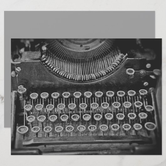 ヴィンテージアンティーク白黒タイプライター (正面/裏面)