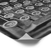 ヴィンテージアンティーク白黒タイプライター ポスター (角)