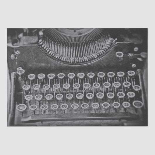 ヴィンテージアンティーク白黒タイプライター 薄葉紙 (正面)