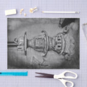 ヴィンテージアンティーク白黒素朴薪ストーブ 薄葉紙 (クラフト)