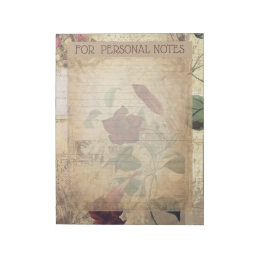 ヴィンテージアンティーク紅花抽象芸術エフェラ ノートパッド (回転)