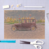 ヴィンテージアンティーク素朴カントリーブラウンカースケッチ 薄葉紙 (クラフト)