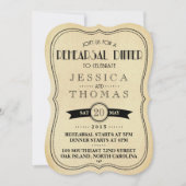 ヴィンテージアンティーク結婚アールデコのリハーサルディナー 招待状 (正面)