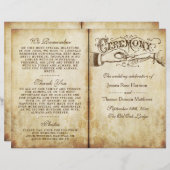 ヴィンテージアンティーク結婚式プログラムのテンプレート (正面/裏面)