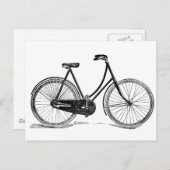 ヴィンテージアンティーク自転車シルエットイラストレーション ポストカード (正面/裏面)