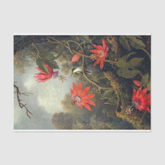 ヴィンテージアンティーク花とハチドリ 薄葉紙 (正面)