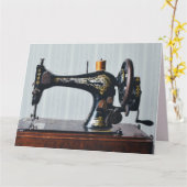 ヴィンテージアンティーク裁縫機ハローカード カード (黄色い花)