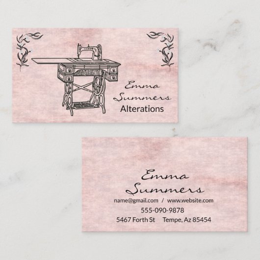 ヴィンテージアンティーク裁縫機械の変更 名刺 (正面/裏面)